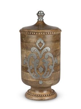 HERITAGE INLAID WOOD CANISTER – DECORATIVE STORAGE JAR
